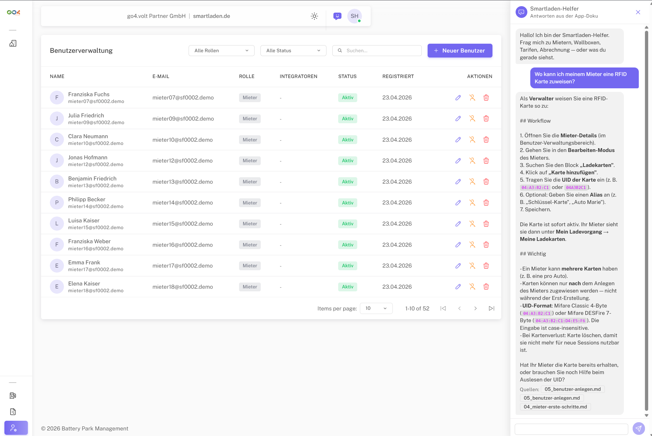 Wattlake-Helfer als Chat-Panel im Portal